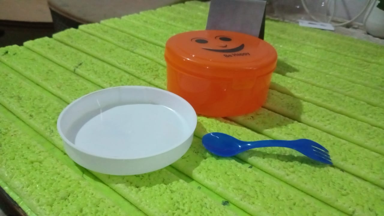 Smily Plastic lunch box, Small Box With 2in1 Spoon pack of 1 Smily Plastic lunch box, Small Box With 2in1 Spoon pack of 1